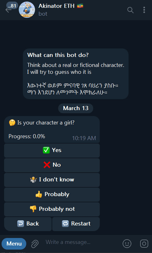 Akinator Telegram Bot